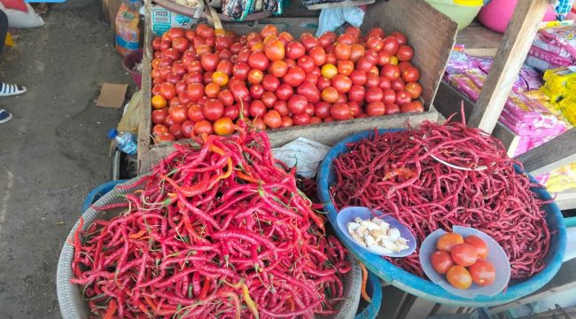 Dokumentasi Bawang ,Rica, Tomat di pasar Tradisional Sanana, Kabupaten Kepulauan Sula, Maluku Utara. Foto : Madingkota.com